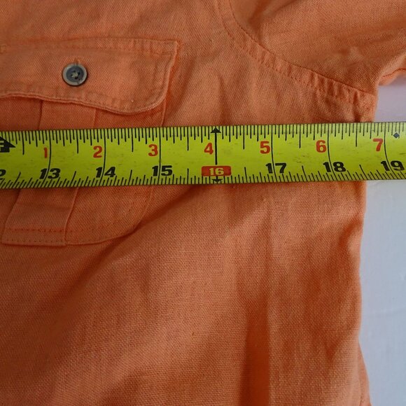 Old Navy Orange Linen Blend Tunic Dress  Women Size M Pockets Roll Tab Sleeves - Picture 10 of 14